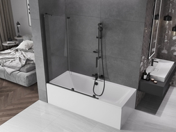 Mexen Velar Duschabtrennung 2-flügelig verschiebbar 130 x 150 cm, transparent, schwarz - 896-130-000-01-70
