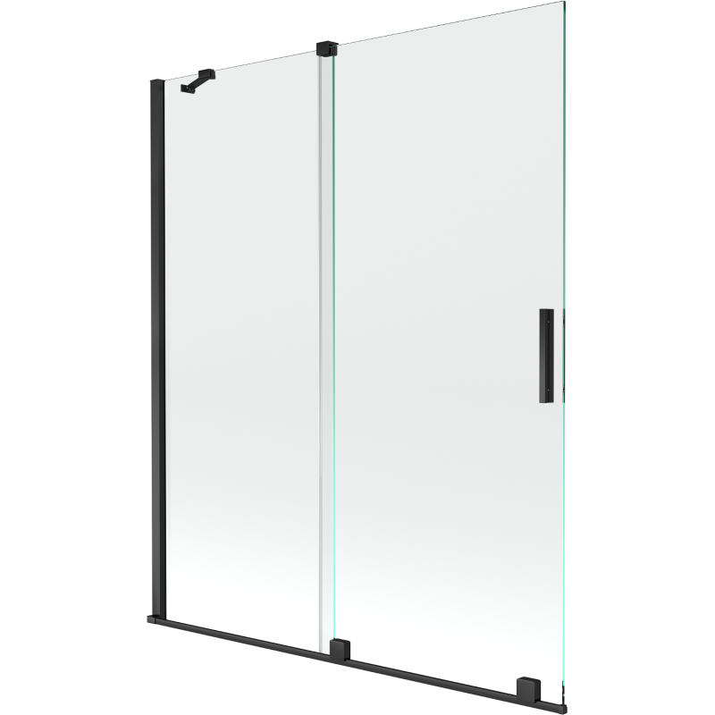 Mexen Velar Badewannenabtrennung 2-flügelig verschiebbar 140 x 150 cm, transparent, schwarz - 896-140-000-01-70