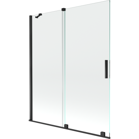 Mexen Velar Badewannenabtrennung 2-flügelig verschiebbar 140 x 150 cm, transparent, schwarz - 896-140-000-01-70