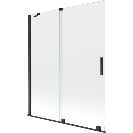 Mexen Velar tweevleugelig uitschuifbaar badscherm 140 x 150 cm, transparant, zwart - 896-140-000-01-70