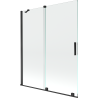 Mexen Velar Badewannenabtrennung 2-flügelig verschiebbar 140 x 150 cm, transparent, schwarz - 896-140-000-01-70