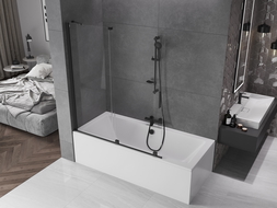 Mexen Velar badwand tweedelig verschuifbaar 140 x 150 cm, transparant, zwart - 896-140-000-01-70