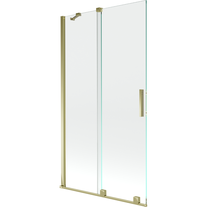 Mexen Velar zweefen Duschschierm, 2-Deel klappbar 100 x 150 cm, transparent, gëllen - 896-100-000-01-50