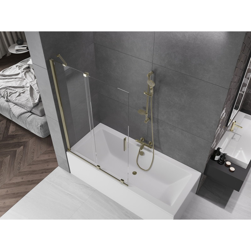 Mexen Velar 2-panel sliding bathtub screen 110 x 150 cm, transparent, gold - 896-110-000-01-50