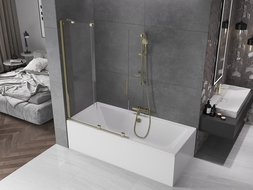 Mexen Velar Badewannen-Duschabtrennung 2-teilig verschiebbar 110 x 150 cm, transparent, gold - 896-110-000-01-50