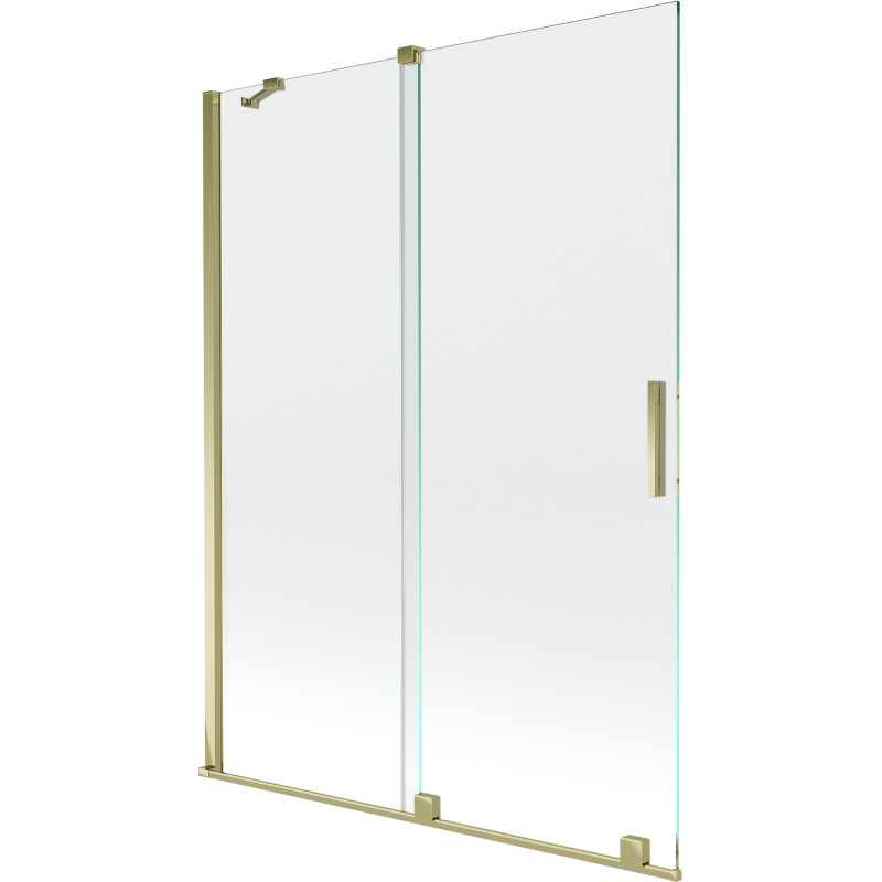 Mexen Velar zweiflügelige, verschiebbare Wannendusche 130 x 150 cm, transparent, gold - 896-130-000-01-50