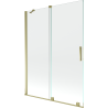 Mexen Velar tweedelige vouwbare badwand 130 x 150 cm, transparant, goud - 896-130-000-01-50