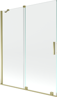 Mexen Velar parawan nawannowy 2-skrzydłowy rozsuwany 140 x 150 cm, transparent, złoty - 896-140-000-01-50