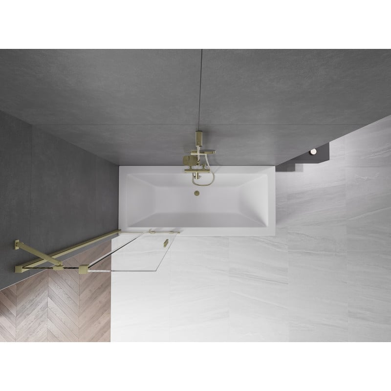 Mexen Velar parawan nawannowy 2-skrzydłowy rozsuwany 70 x 150 cm, transparent, złoty szczotkowany - 896-070-000-01-55