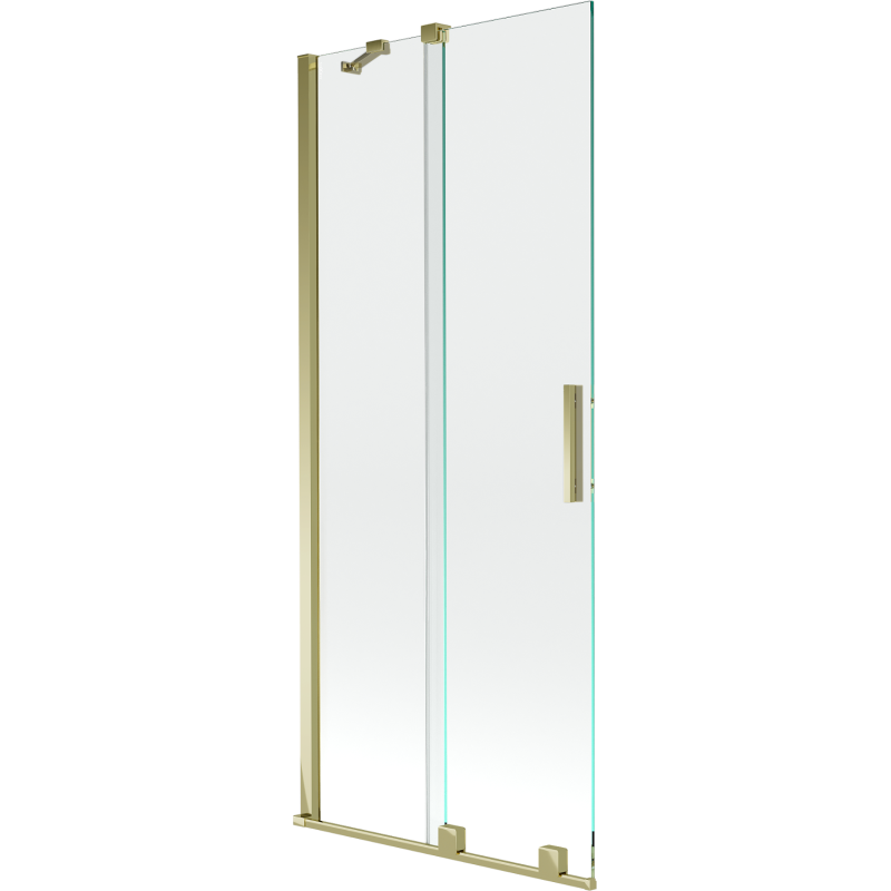 Mexen Velar badwand 2-delige schuifwand 80 x 150 cm, transparant, geborsteld goud - 896-080-000-01-55