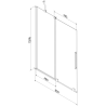 Mexen Velar Badewannenabtrennung 2-flügelig verschiebbar 85 x 150 cm, transparent, gold gebürstet - 896-085-000-01-55