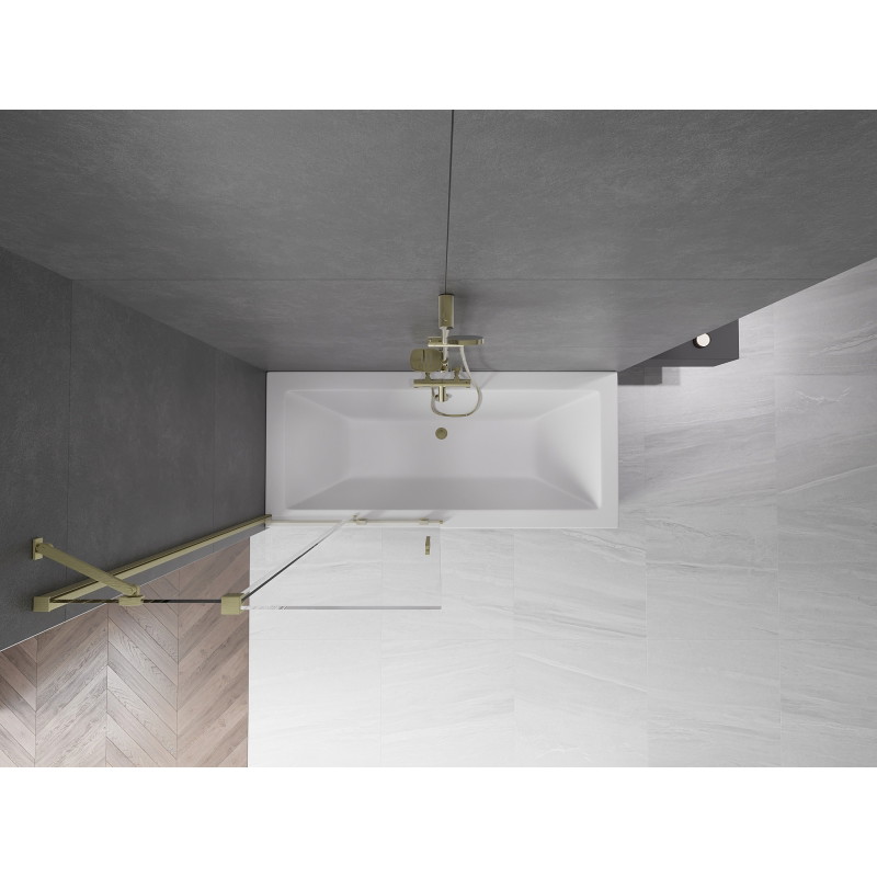 Mexen Velar 2-osaline vanniekraan, lahtikäiv, 95 x 150 cm, läbipaistev, harjatud kuld - 896-095-000-01-55