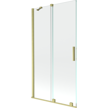 Mexen Velar tvådelad skjutbar badkarsvägg 100 x 150 cm, transparent, matt guld - 896-100-000-01-55