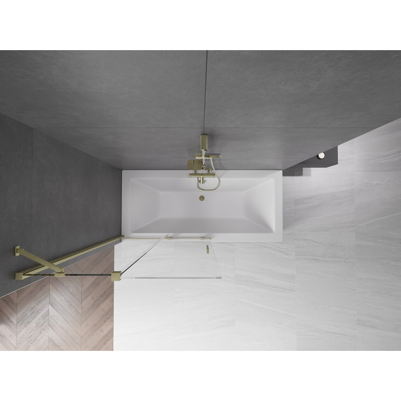 Mexen Velar 2-panel sliding bathtub screen 100 x 150 cm, transparent, brushed gold - 896-100-000-01-55