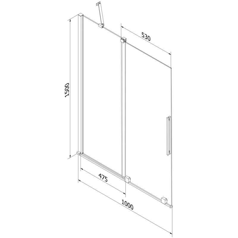 Mexen Velar 2-panel sliding bathtub screen 100 x 150 cm, transparent, brushed gold - 896-100-000-01-55
