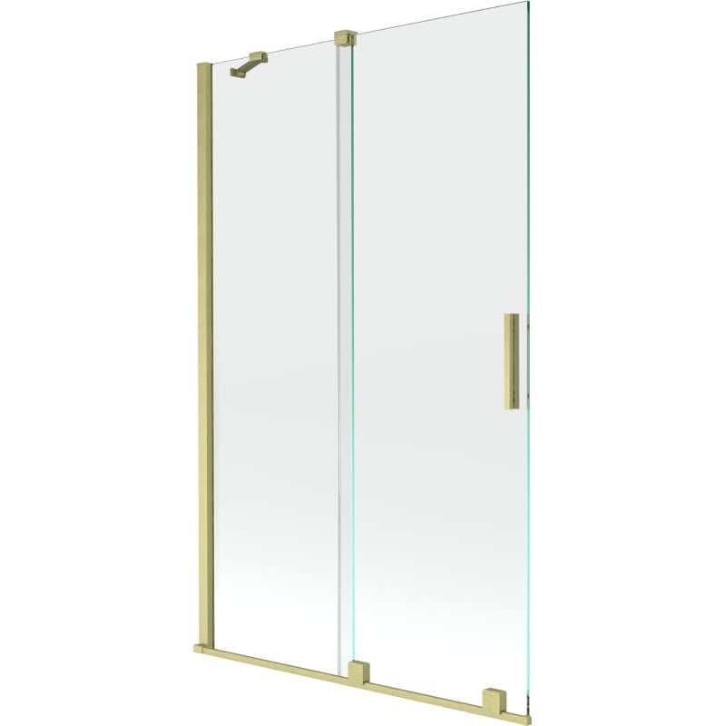 Mexen Velar zweiflügeliger schiebbarer Badewannenaufsatz 110 x 150 cm, transparent, gebürstet gold - 896-110-000-01-55