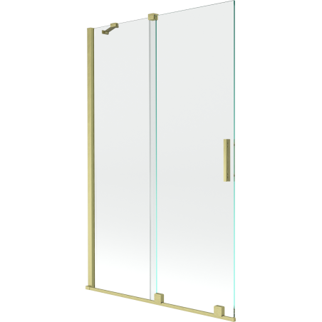 Mexen Velar zweiflügeliger schiebbarer Badewannenaufsatz 110 x 150 cm, transparent, gebürstet gold - 896-110-000-01-55