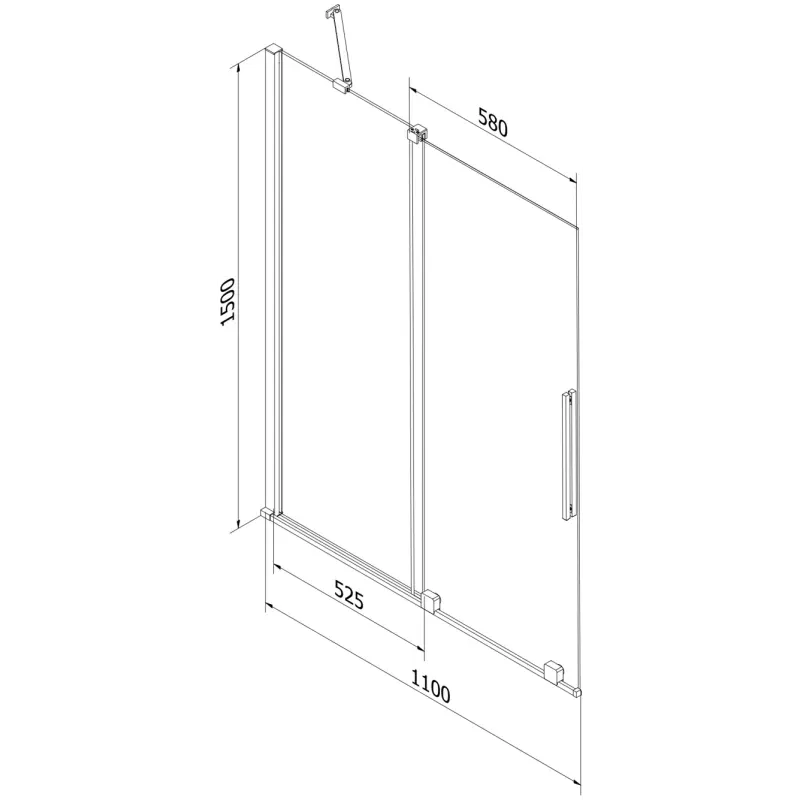 Mexen Velar Badewannenabtrennung 2-flügelig verschiebbar 110 x 150 cm, transparent, gebürstetes Gold - 896-110-000-01-55