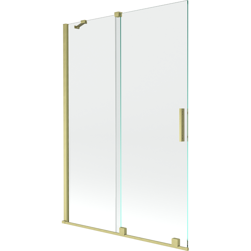 Mexen Velar 2-delad skjutbar badrumsskärm 120 x 150 cm, transparent, borstad guld - 896-120-000-01-55