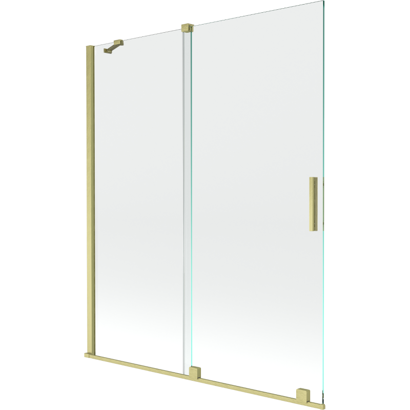 Mexen Velar Duschabtrennung 2-flügelig verschiebbar 140 x 150 cm, transparent, gold gebürstet - 896-140-000-01-55