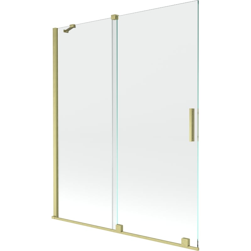 Mexen Velar parawan nawannowy 2-skrzydłowy rozsuwany 140 x 150 cm, transparent, złoty szczotkowany - 896-140-000-01-55