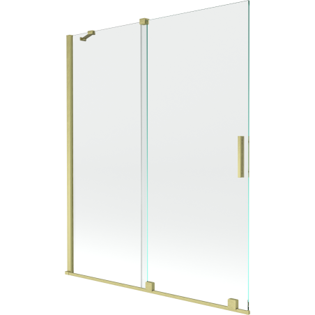 Mexen Velar Duschabtrennung 2-flügelig verschiebbar 140 x 150 cm, transparent, gold gebürstet - 896-140-000-01-55