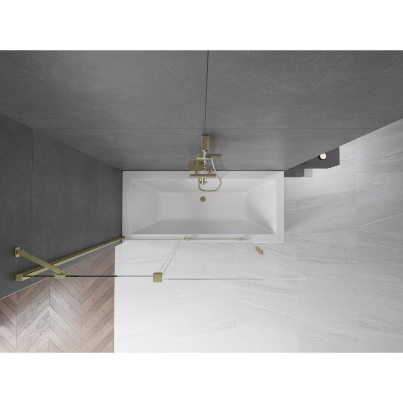 Mexen Velar 2-panel sliding bathtub screen 140 x 150 cm, transparent, brushed gold - 896-140-000-01-55