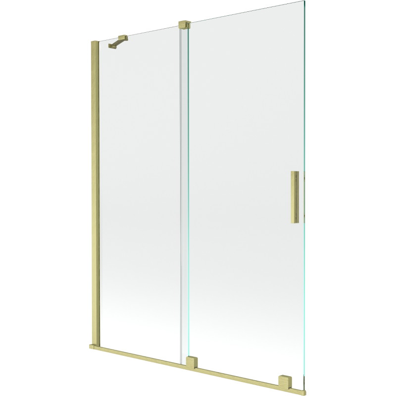 Mexen Velar 2-flügelige, verschiebbare Badewannenwand 130 x 150 cm, transparent, gebürstetes Gold - 896-130-000-01-55