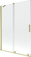 Mexen Velar 2-wing sliding bathtub screen 130 x 150 cm, transparent, brushed gold - 896-130-000-01-55