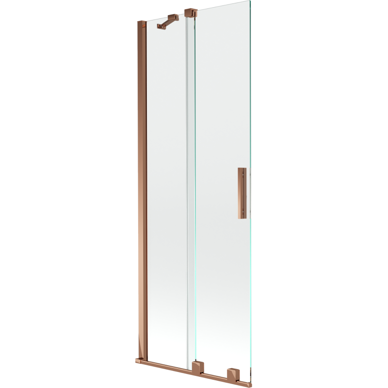 Mexen Velar Duschabtrennung Badewanne 2-flügelig verschiebbar 75 x 150 cm, transparent, Roségold - 896-075-000-01-60