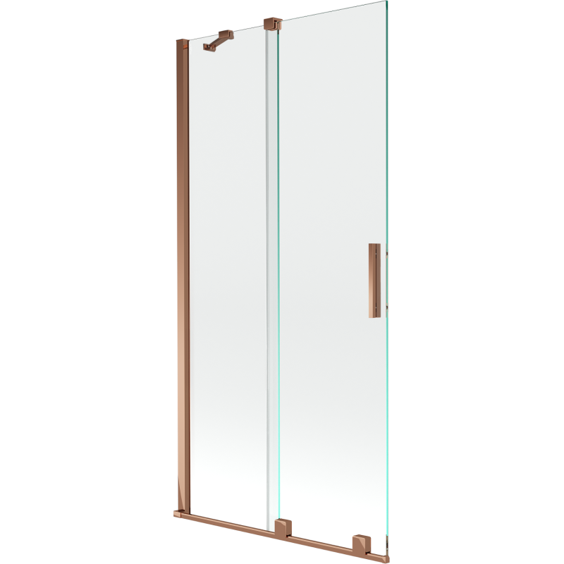 Mexen Velar parawan nawannowy 2-skrzydłowy rozsuwany 90 x 150 cm, transparent, różowe złoto - 896-090-000-01-60