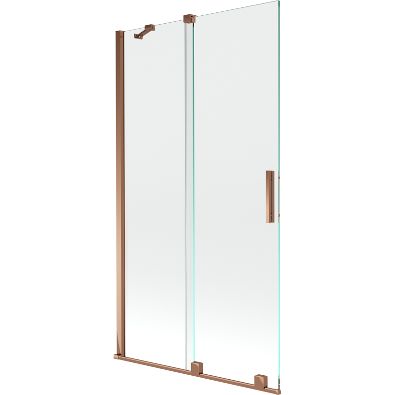 Mexen Velar paravento per vasca da bagno a 2 ante scorrevoli 100 x 150 cm, trasparente, oro rosa - 896-100-000-01-60