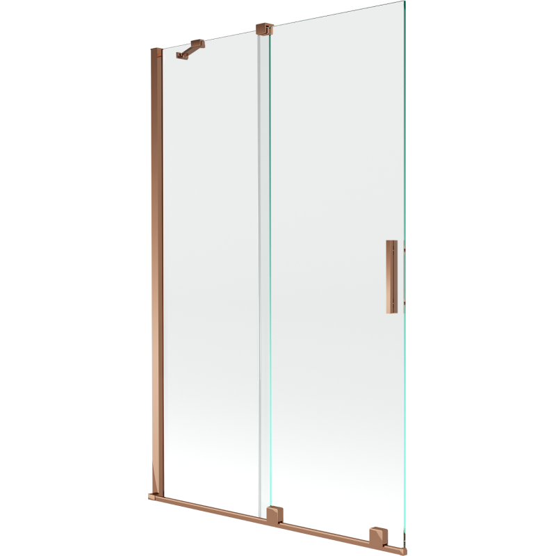 Mexen Velar Badewannenabtrennung 2-flügelig verschiebbar 110 x 150 cm, transparent, Roségold - 896-110-000-01-60