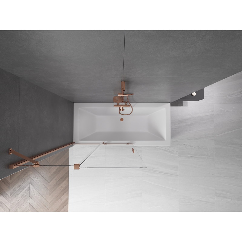 Mexen Velar 2-delige verschuifbare badwand 110 x 150 cm, transparant, roze goud - 896-110-000-01-60