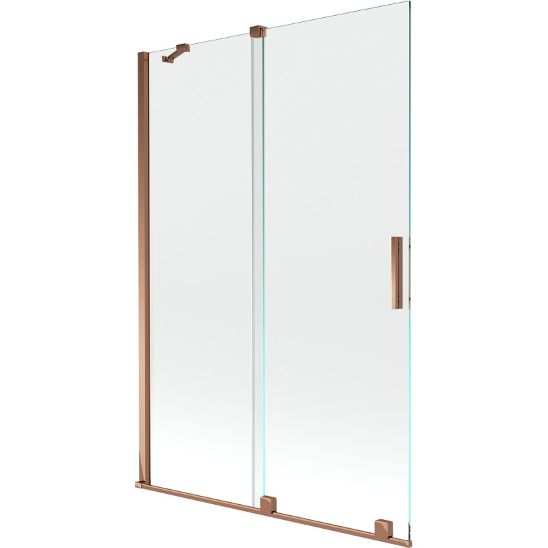 Mexen Velar mampara de bañera de 2 paneles correderos 120 x 150 cm, transparente, oro rosa - 896-120-000-01-60