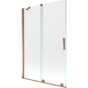 Mexen Velar 2-flügelige, verschiebbare Badewannenabtrennung 120 x 150 cm, transparent, Roségold - 896-120-000-01-60