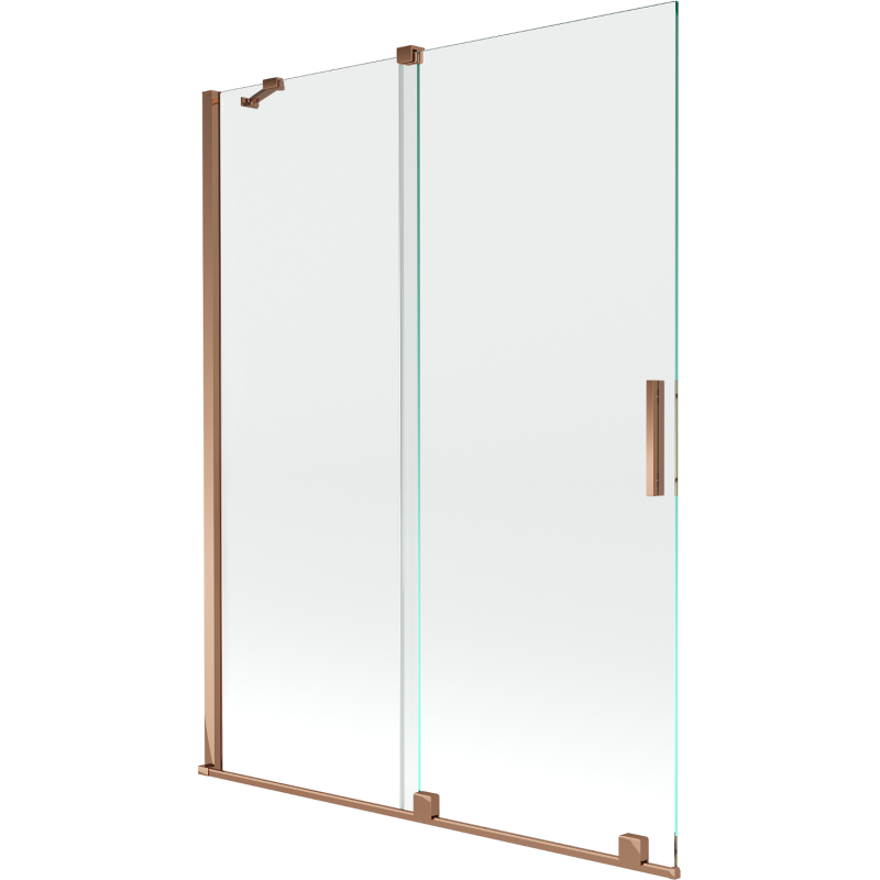 Mexen Velar parede de chuveiro deslizante de 2 painéis 130 x 150 cm, transparente, ouro rosa - 896-130-000-01-60
