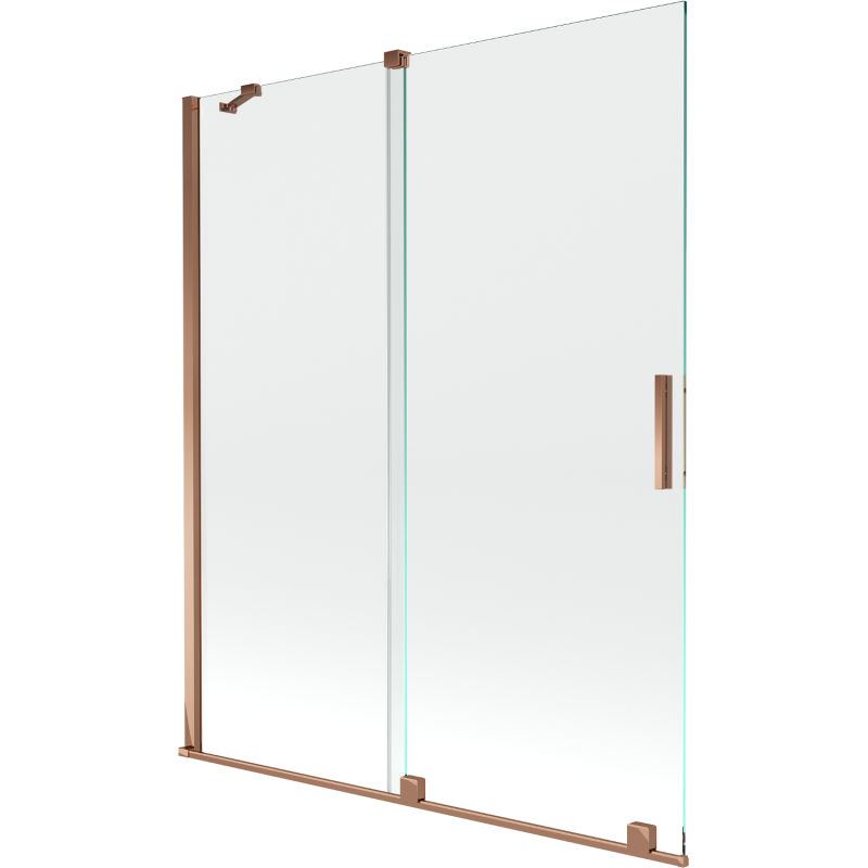 Mexen Velar Badewannenabtrennung 2-flügelig verschiebbar 140 x 150 cm, transparent, Roségold - 896-140-000-01-60