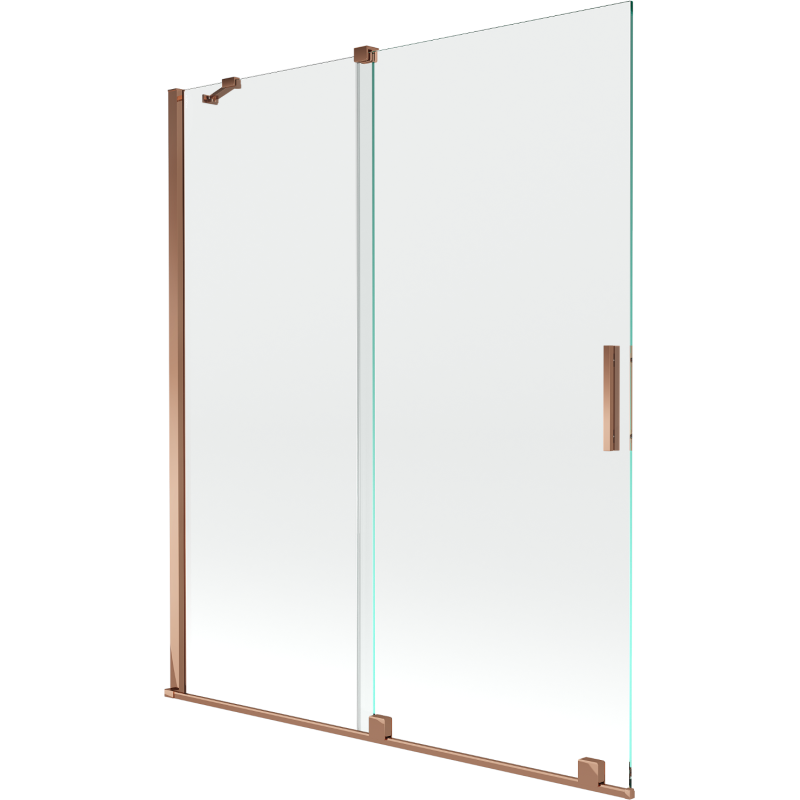 Mexen Velar mampara de bañera 2 alas correderas 140 x 150 cm, transparente, oro rosa - 896-140-000-01-60