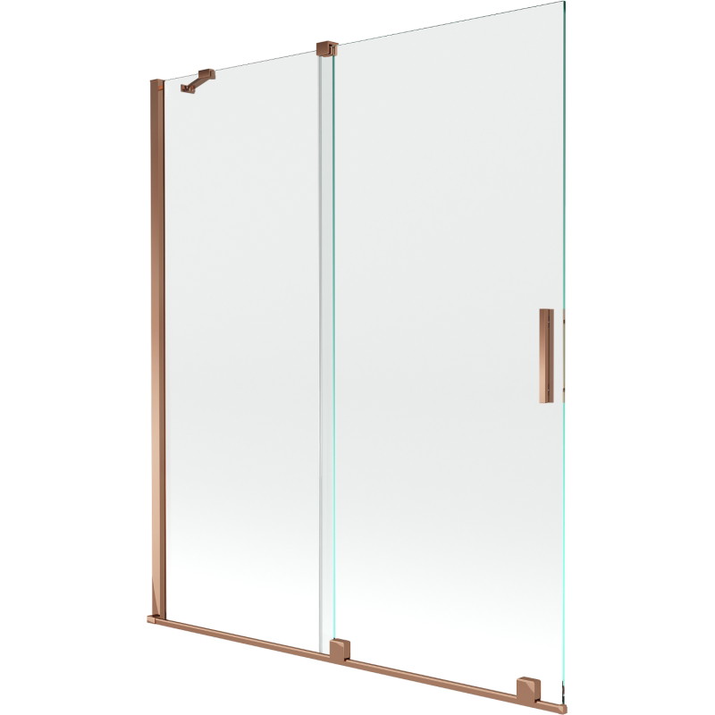 Mexen Velar mampara de bañera de 2 hojas corredizas de 140 x 150 cm, transparente, oro rosa - 896-140-000-01-60
