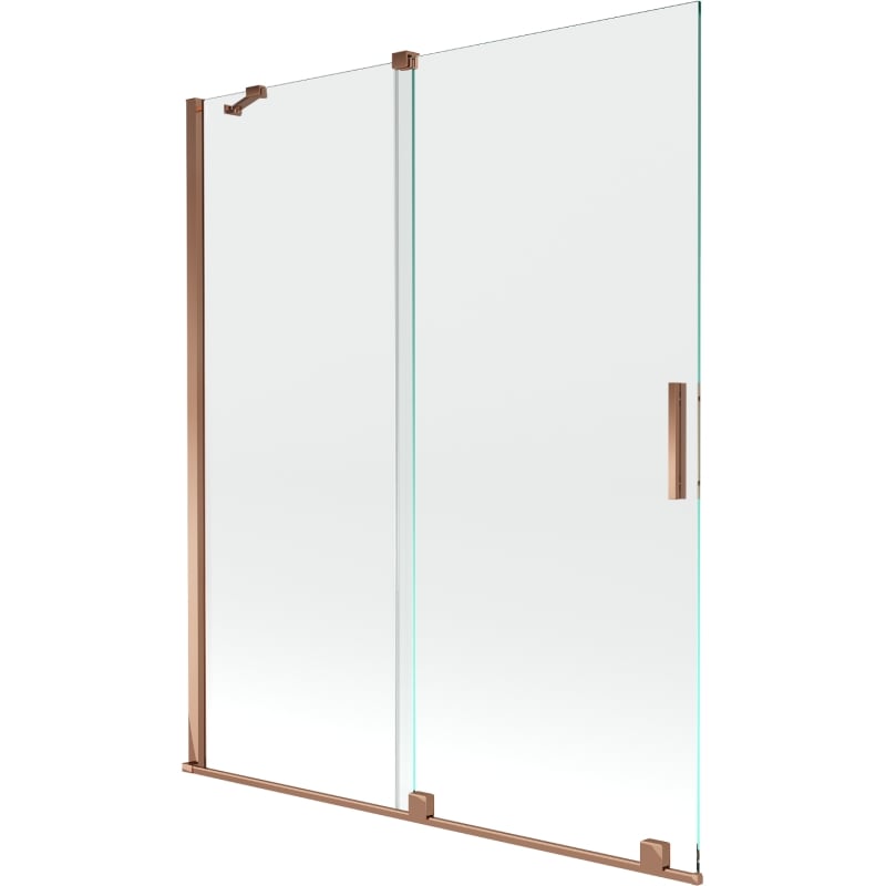 Mexen Velar parawan nawannowy 2-skrzydłowy rozsuwany 140 x 150 cm, transparent, różowe złoto - 896-140-000-01-60