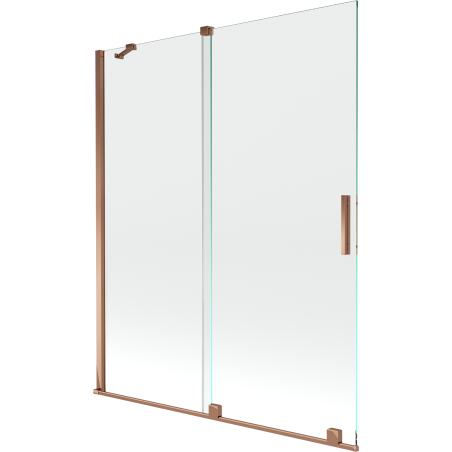 Mexen Velar Badewannenabtrennung 2-flügelig verschiebbar 140 x 150 cm, transparent, Roségold - 896-140-000-01-60