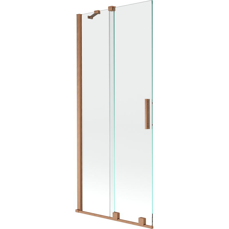 Mexen Velar 2-delig verschuifbaar badscherm 80 x 150 cm, transparant, geborsteld koper - 896-080-000-01-65