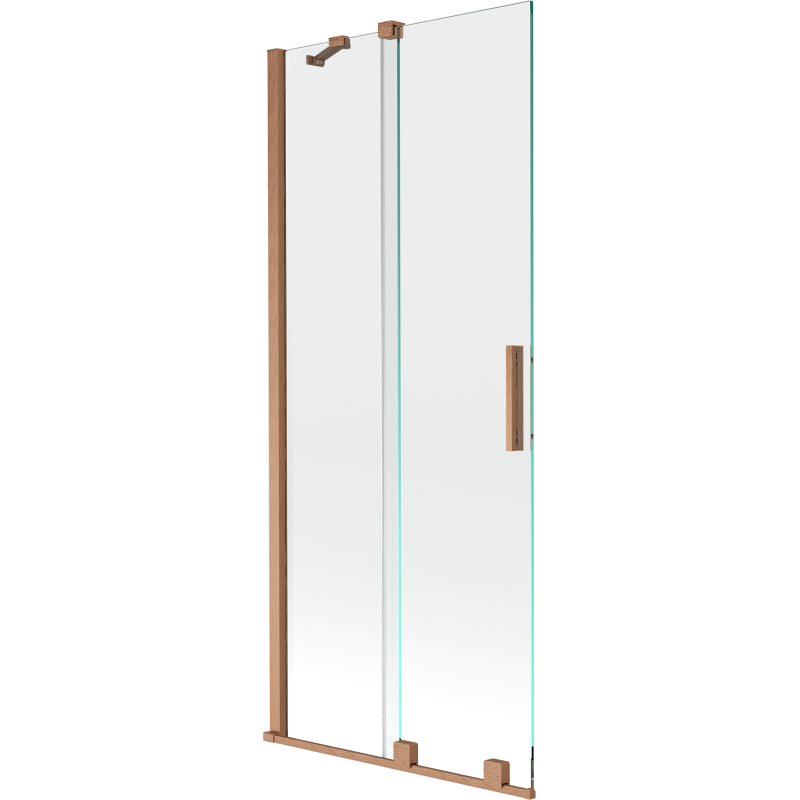 Mexen Velar 2-flügelige, verschiebbare Badewannenabtrennung 80 x 150 cm, transparent, gebürstetes Kupfer - 896-080-000-01-65