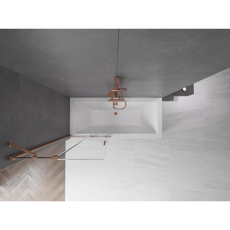 Mexen Velar 2-panel sliding bathtub screen 80 x 150 cm, transparent, brushed copper - 896-080-000-01-65