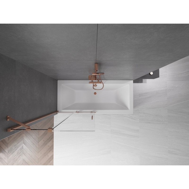Mexen Velar 2-panel sliding bathtub screen 90 x 150 cm, transparent, brushed copper - 896-090-000-01-65