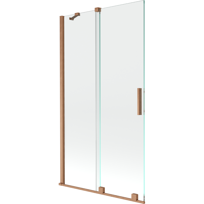 Mexen Velar 2-delad skjutbar duschvägg 100 x 150 cm, transparent, borstad koppar - 896-100-000-01-65