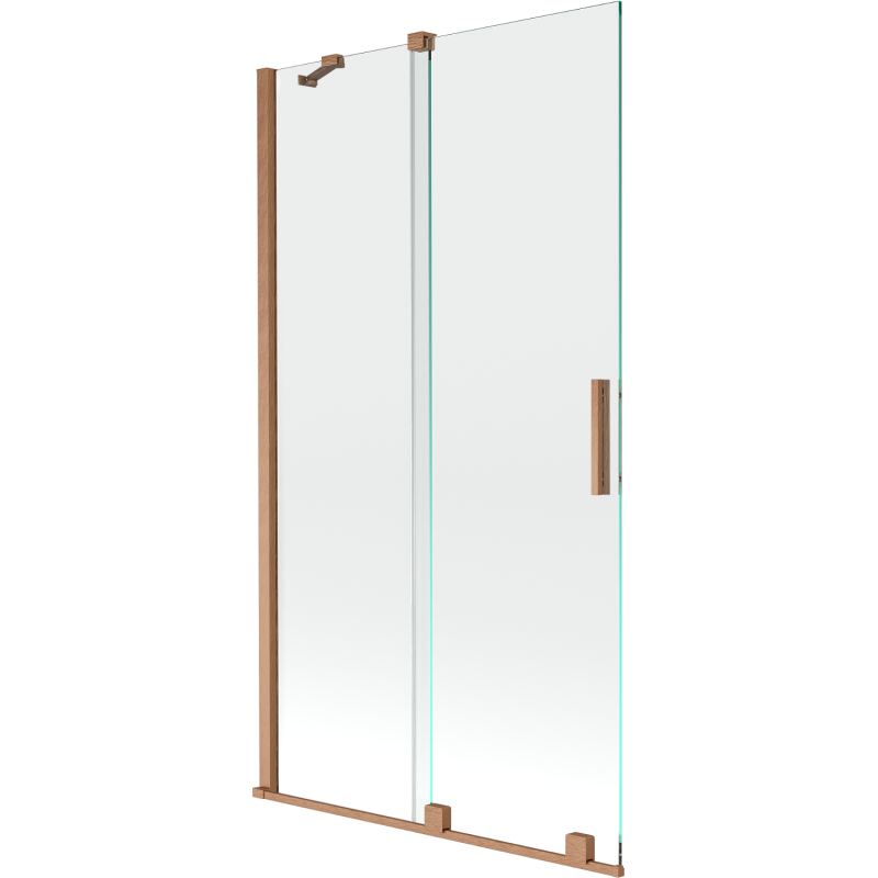 Mexen Velar mampara de ducha corredera, 2 hojas, 100 x 150 cm, transparente, cobre cepillado - 896-100-000-01-65