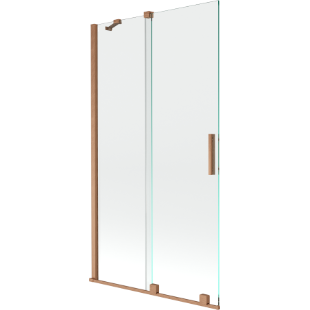 Mexen Velar verschiebbare 2-flügelige Badewannenabtrennung 100 x 150 cm, transparent, gebürstetes Kupfer - 896-100-000-01-65