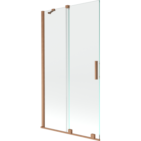 Mexen Velar Wannenschutz 2-flügelig verschiebbar 100 x 150 cm, transparent, gebürstetes Kupfer - 896-100-000-01-65
